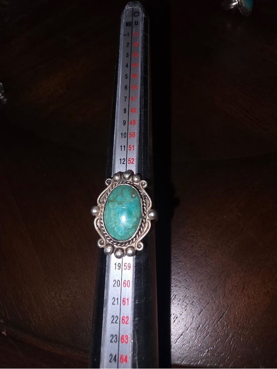 Jewelry - Turquoise Oval Statement Ring with Silver  Turquoise the ring is size 7 1/2
